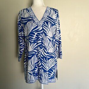 Soft Surroundings Palm Tree Tropical Print Tunic Blouse